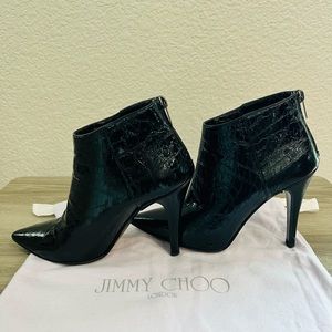 Jimmy Choo patent leather alligator booties